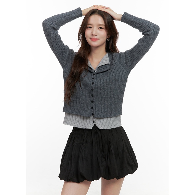 Cozy Chic Buttoned Cardigan OO421 Dark gray S/M