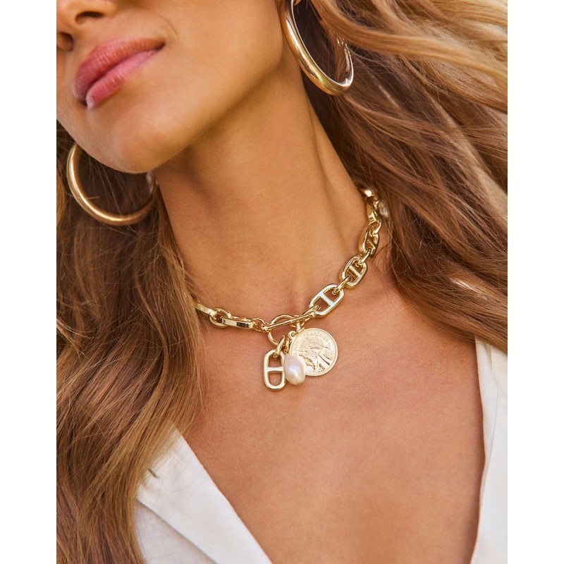 Glory Chunky Chain Charm Necklace Gold O/S