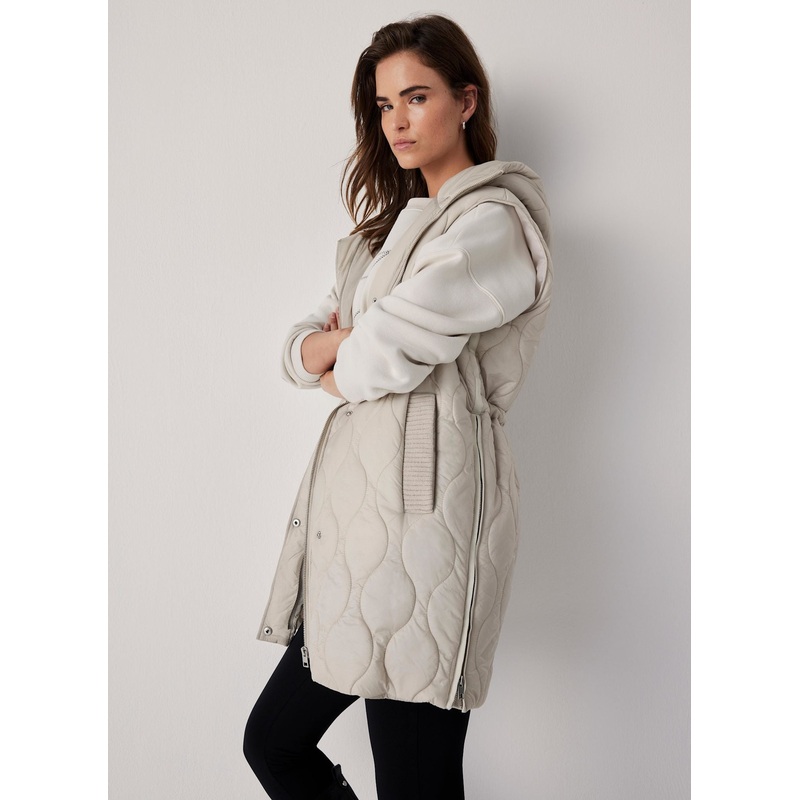Neutral Quilted Longline Gilet XS