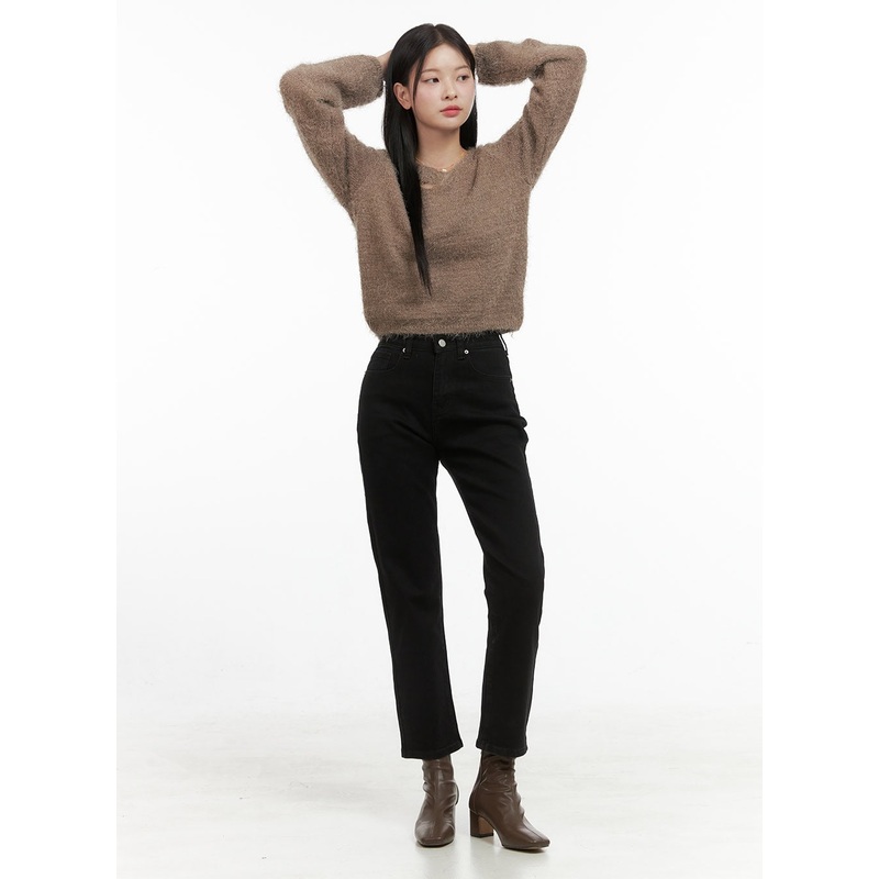 Sleek Straight Leg Cotton Pants OS411 Black S