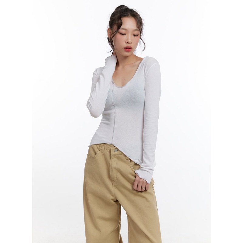 Asymmetric Slim-Fit Blouse CN421 White S/M