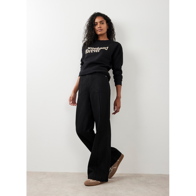 Black Wide Leg Jeans Short 06