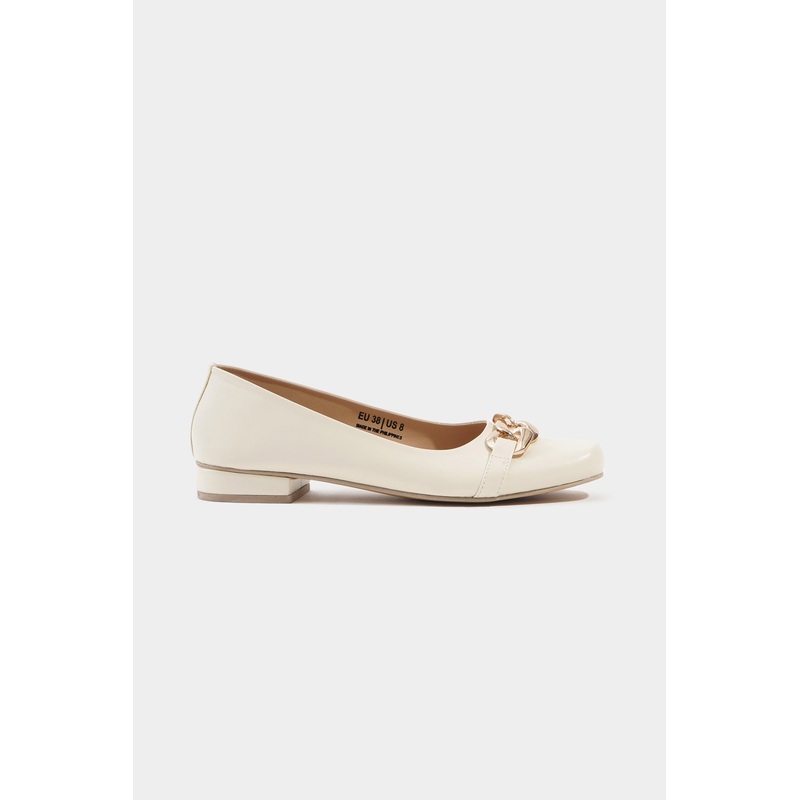 Chain Slingback Square Toe Sandals Off White 5