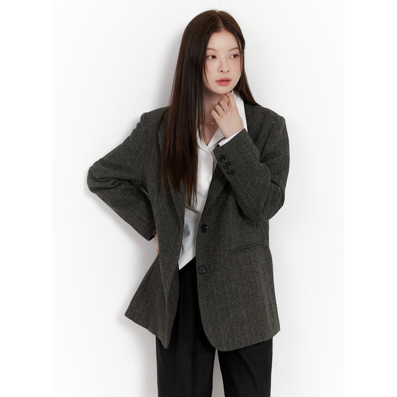 City Oversized Blazer ON422 Dark gray S/M