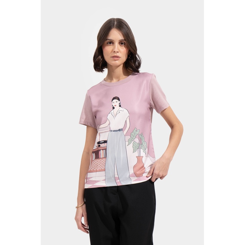 Dreamy Dazed: Woman Graphic Tee Mauve Extra Small