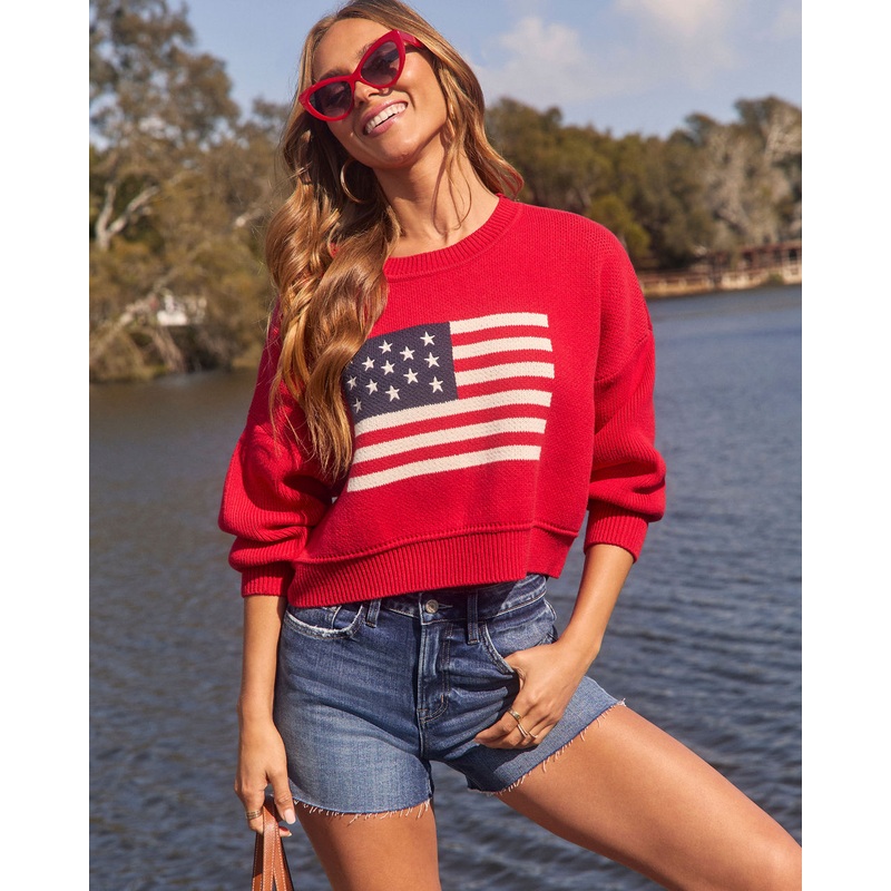 Elouise American Flag Crewneck Sweater Multi XS
