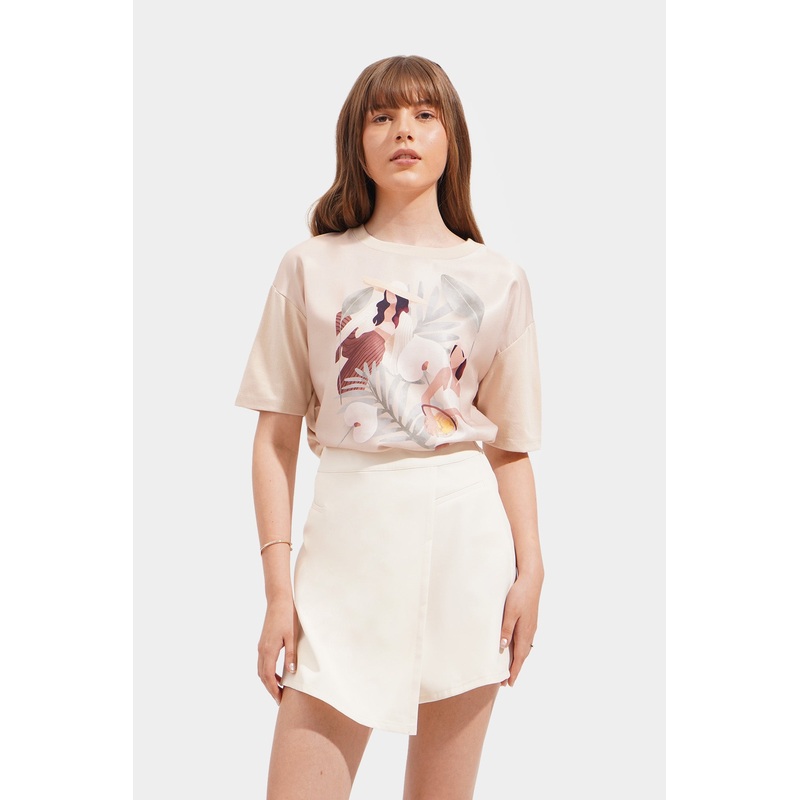 Tropical Graphic Tee Beige Extra Small