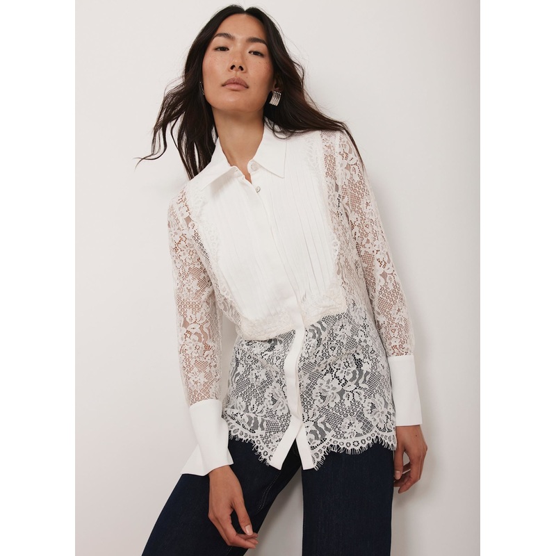 White Lace Pintuck Shirt 06