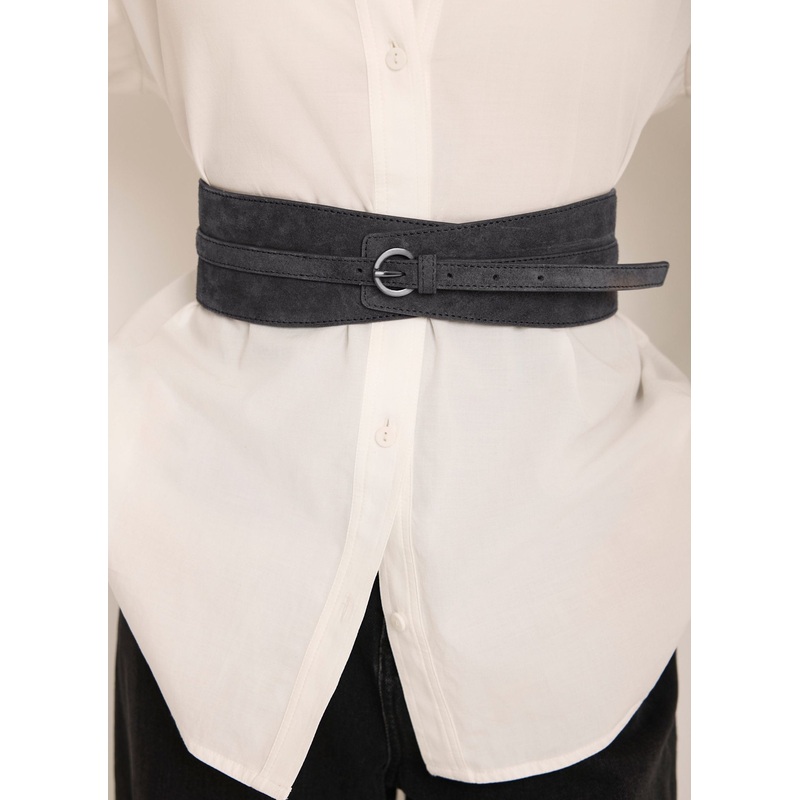 Grey Suede Wide Belt S