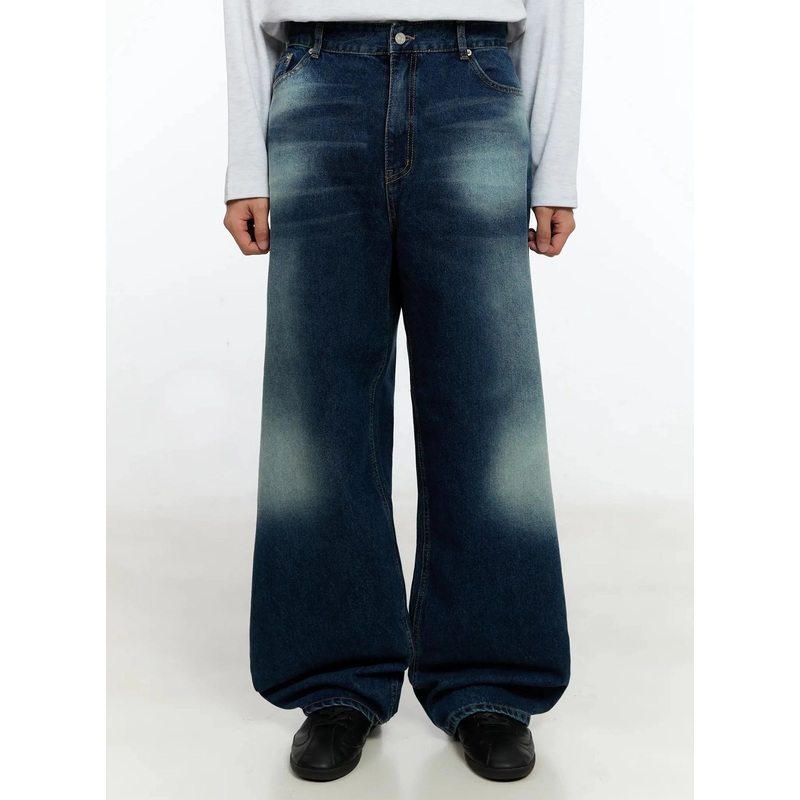 Men’s Washed Loose Fit Jeans IN506 Dark blue S