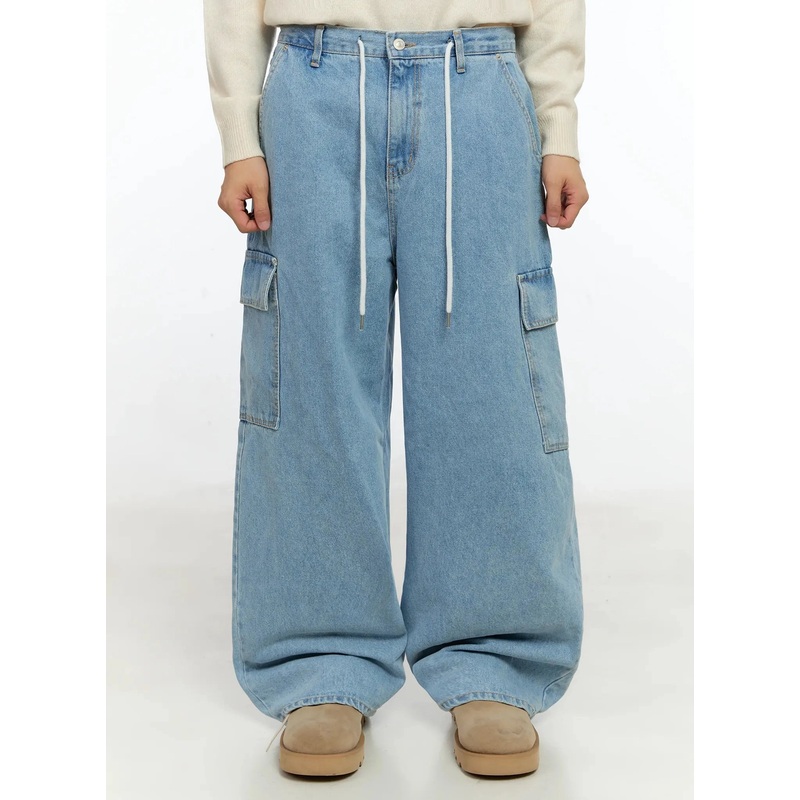 Men’s Wide Leg Cargo Jeans IN506 Light blue S