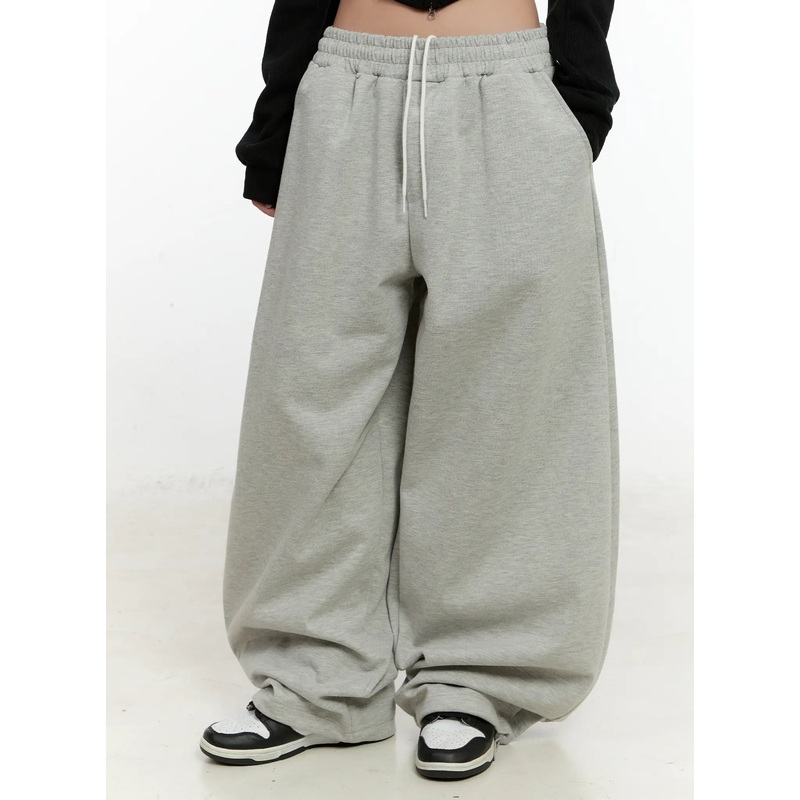 Wide-Leg Adjustable Sweatpants CN506 Gray M/L