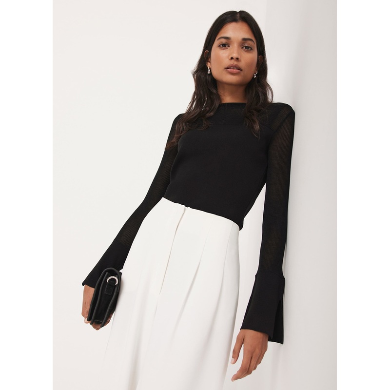 Black Sheer Knit Top XS