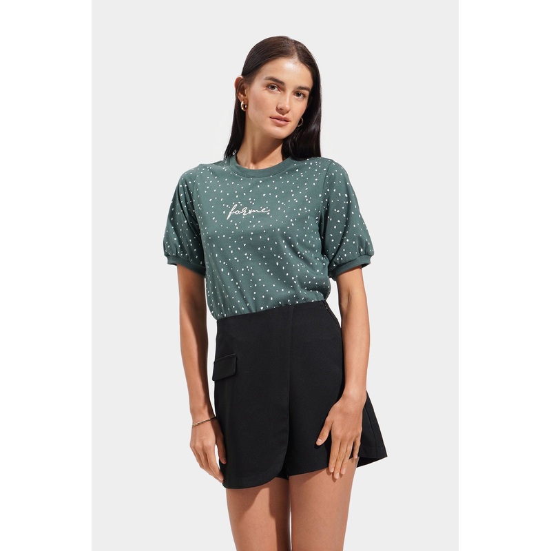 ForMe All Over Print Logo Tee Sage Green Extra Small