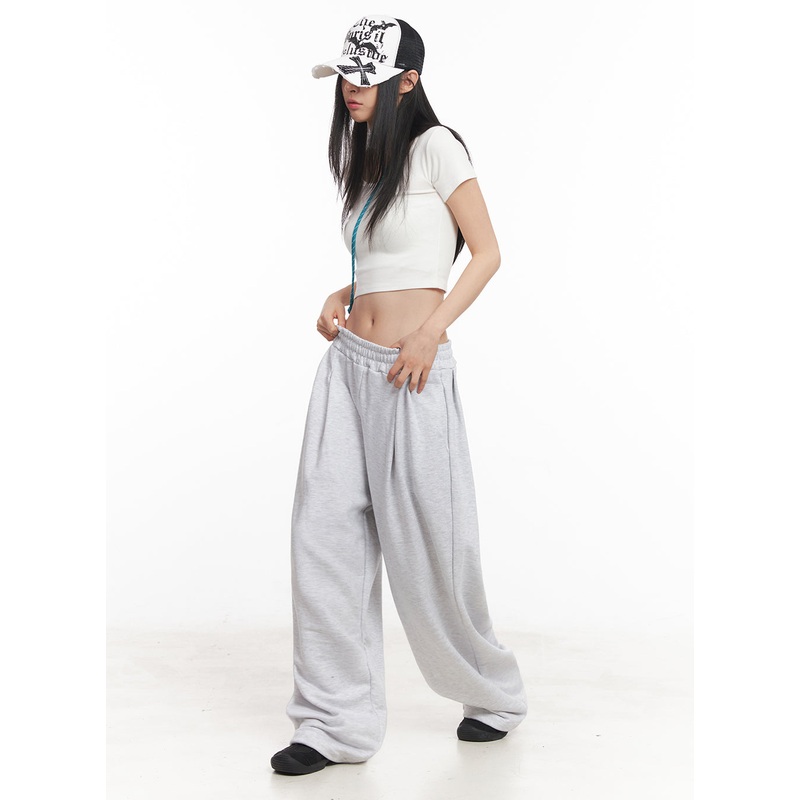 Pintuck Oversized Sweatpants IY516 White M/L