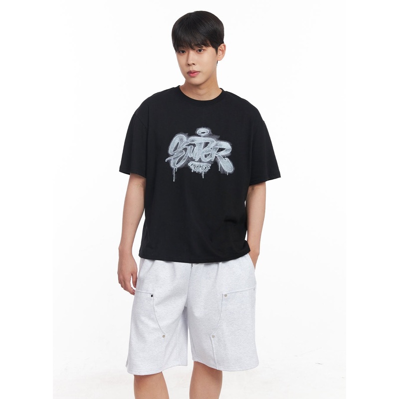 Men’s Loose-Fit Graffiti T-Shirt IY520 Black M/L