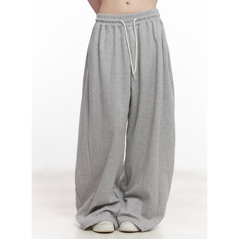 Adjustable Pintuck Wide-Leg Sweatpants CY521 Gray S/M