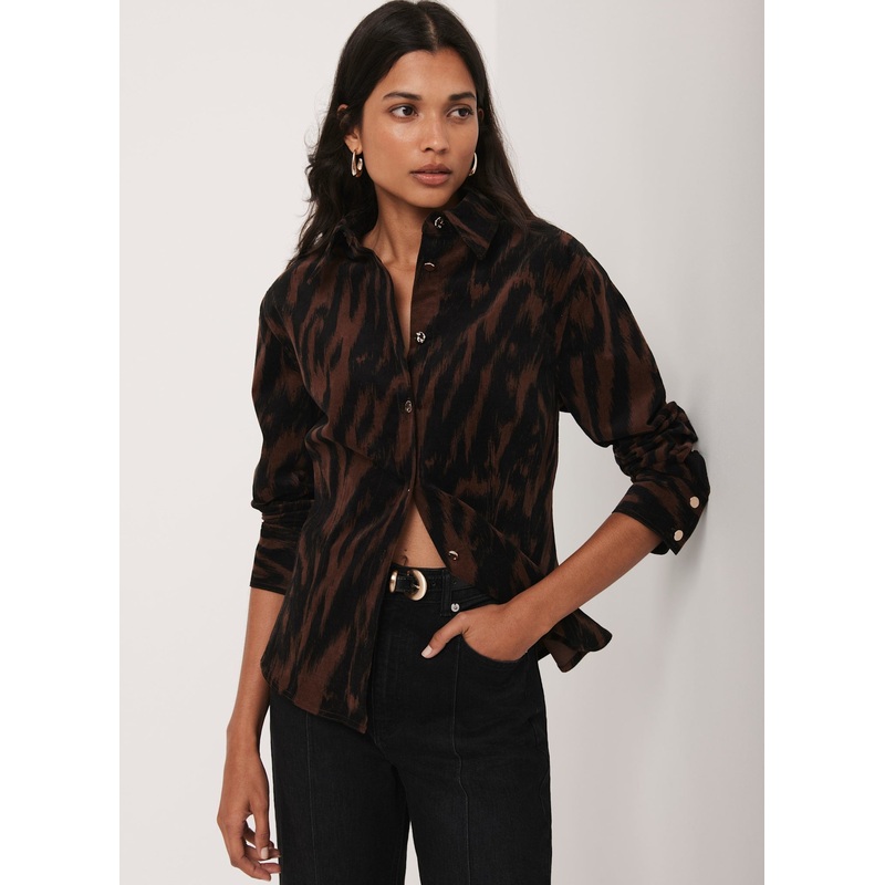 Brown Zebra Print Corduroy Shirt 06