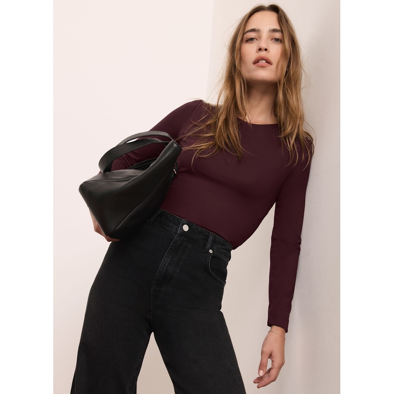Burgundy Long Sleeve Layering Top XS