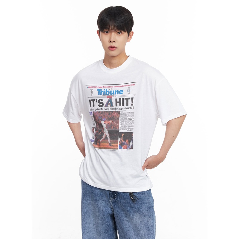 Men’s Sport Graphic Oversized T-Shirt IY522 White M/L