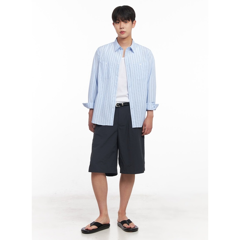 Men’s Wide-Fit Nylon Pintuck Shorts IY522 Dark gray M