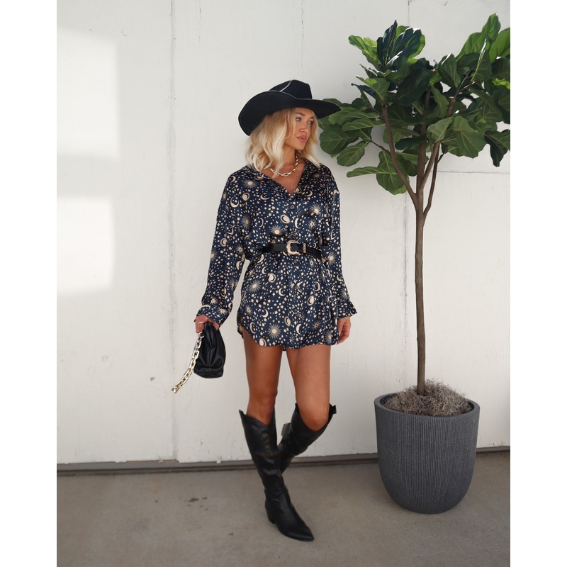 Supernova Collared Mini Dress Navy XS