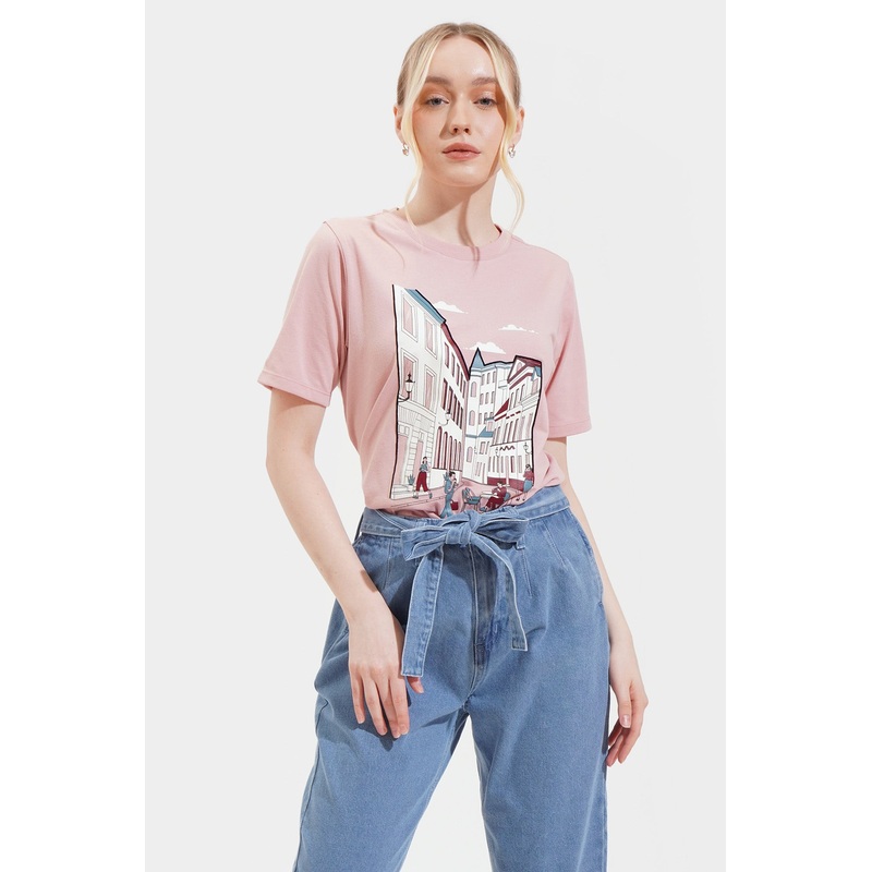 Along The Lines Graphic Tee Evening Sand Extra Small