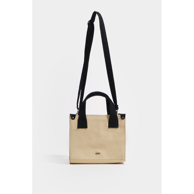 Canvas Sling Bag with Contrast Detail Tan Free Size
