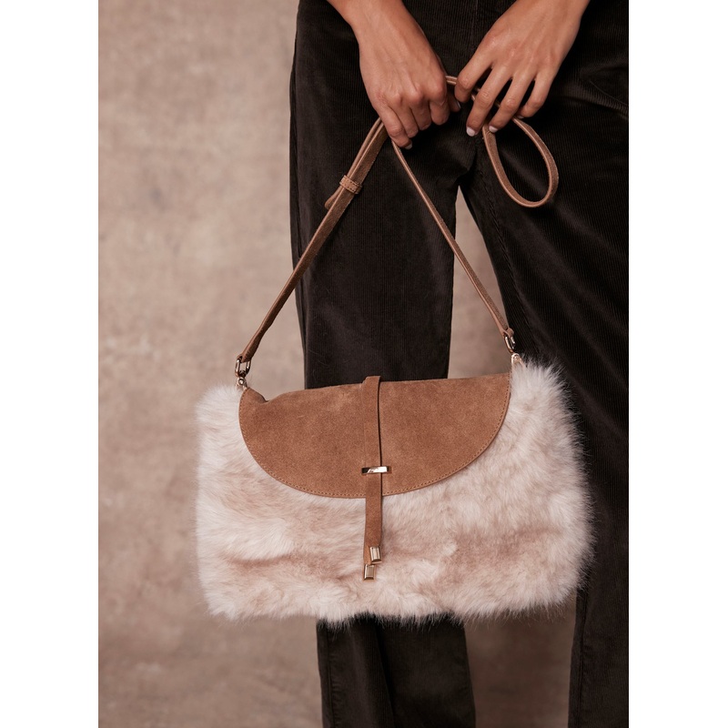 Chrissy Neutral Faux Fur Bag ONE SIZE