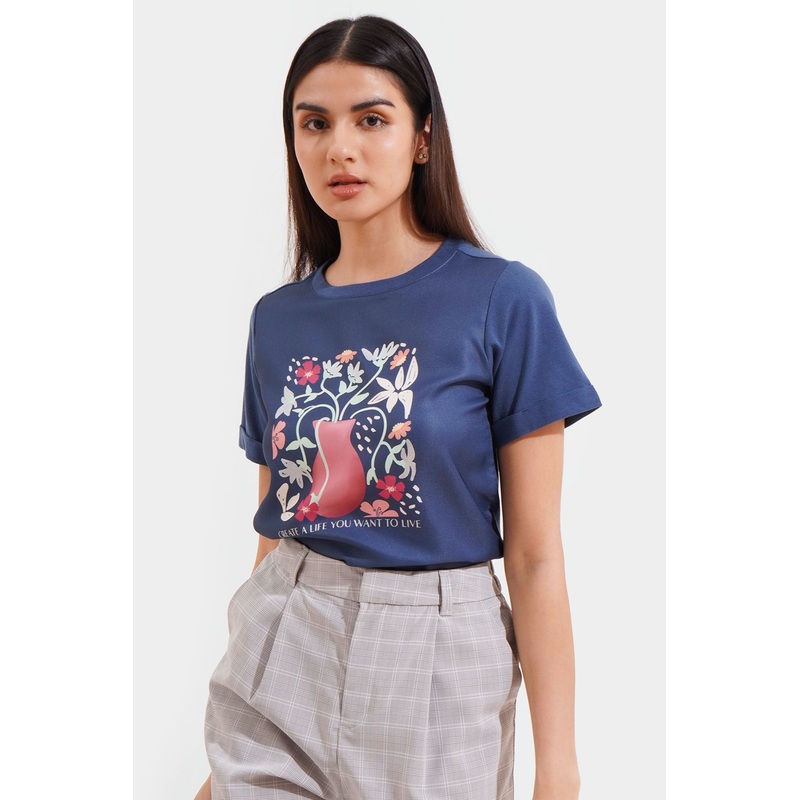 Create a Life You Want to Live Graphic Tee Navy Blue Extra Small