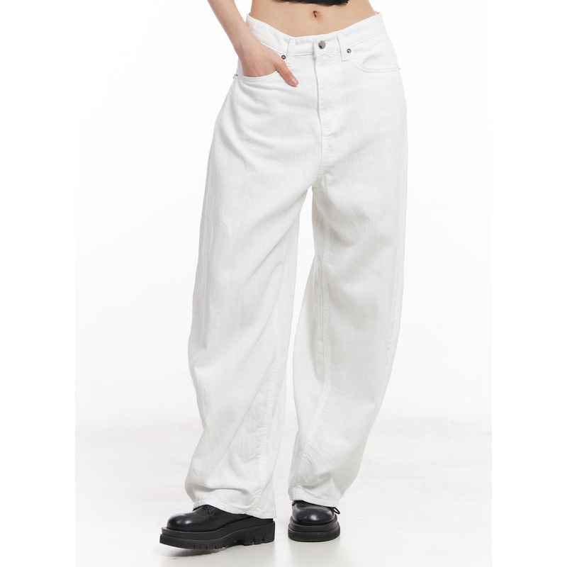 Embroidered Angel Wide-Leg Pants CY528 White S
