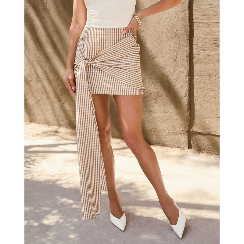 Shona Wrap Tie Gingham Mini Skirt Multi XS