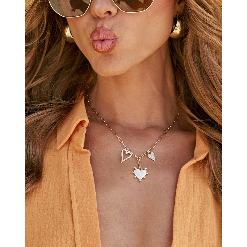 Summer Romance Heart Charm Necklace Gold O/S
