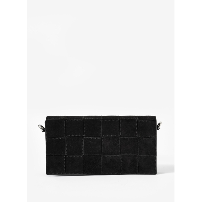 Avi Black Suede Woven Clutch ONE SIZE