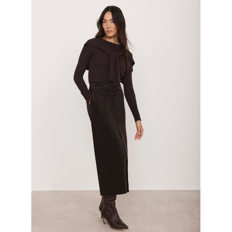 Brown Corduroy Midi Skirt 06