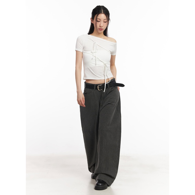 Classic Cotton Wide-Leg Pants IY529 Dark gray S