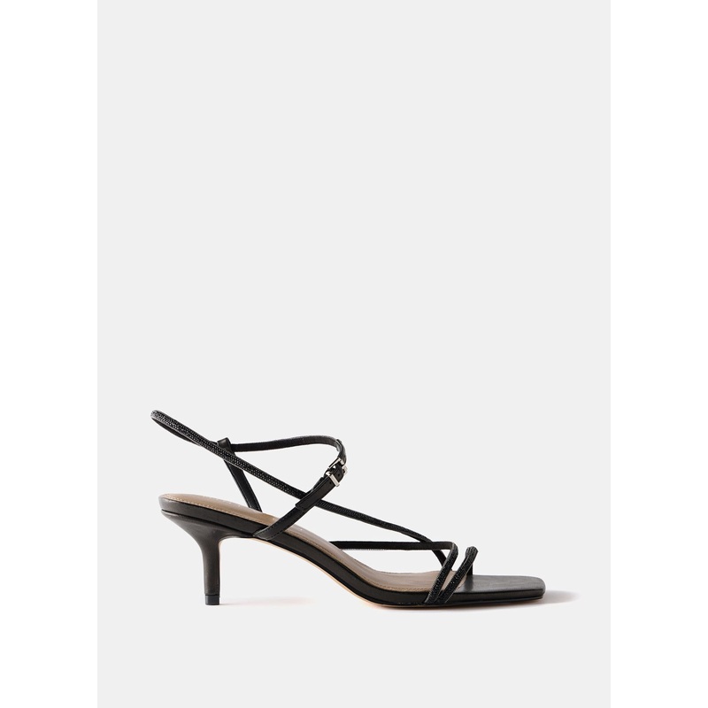 Eli Black Embellished Strappy Kitten Heels 3 UK 36 EU