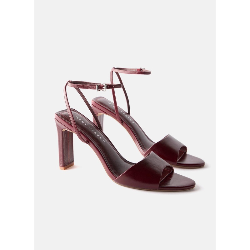 Lou Burgundy Leather High Heel Sandals 3 UK 36 EU