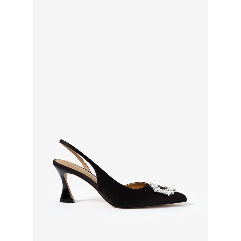 Ori Black Leather Sling Back Heels 3 UK 36 EU