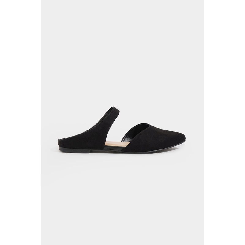 Pointed Toe Suede Mules Black 5