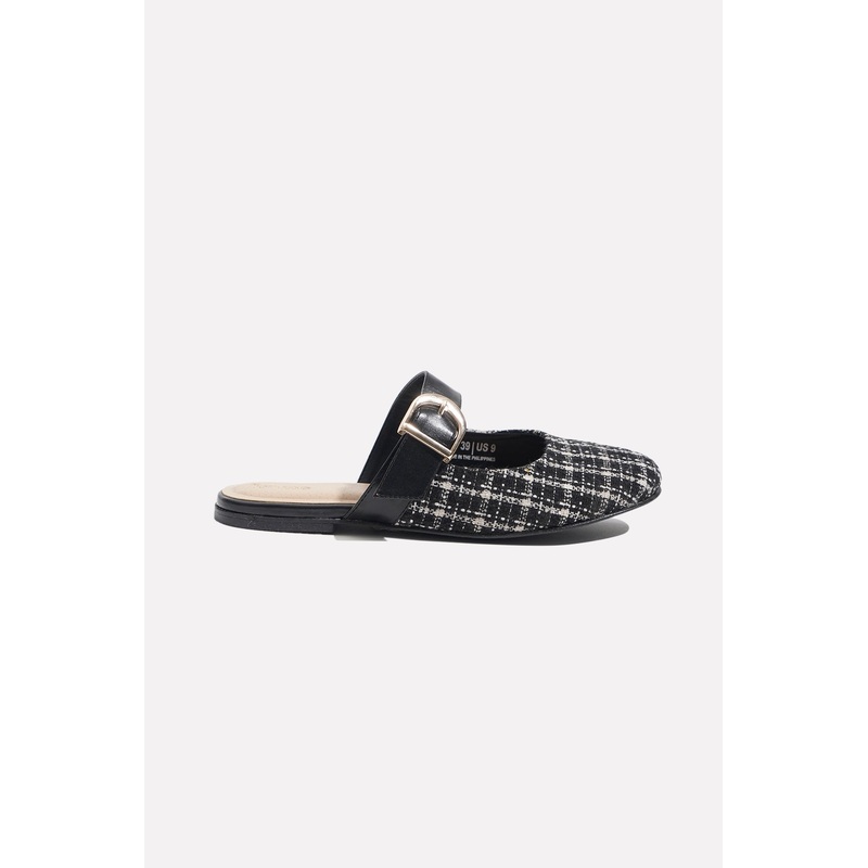 Round Tweed Toe Maryjanes Black 5