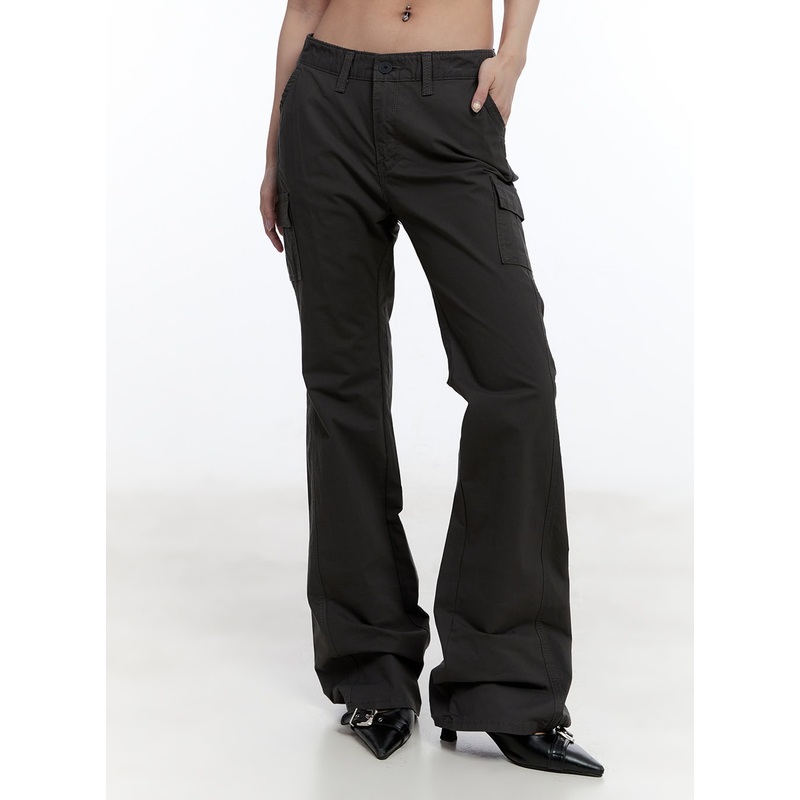 Cargo Cotton Bootcut Pants CY530 Dark gray S