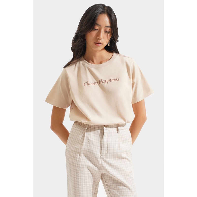 Choose Happiness Graphic Tee Tan Extra Small