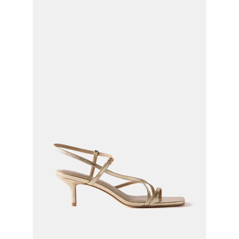 Eli Gold Leather Strappy Kitten Heels 3 UK 36 EU