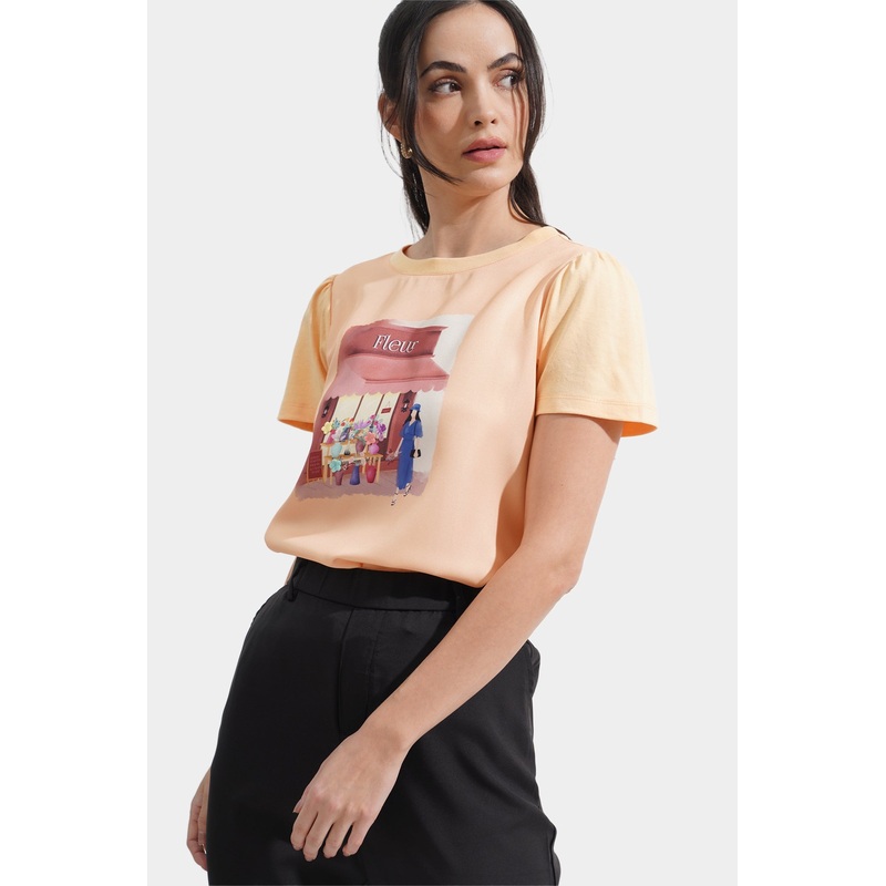 Fleur Graphic Tee Sunset Extra Small