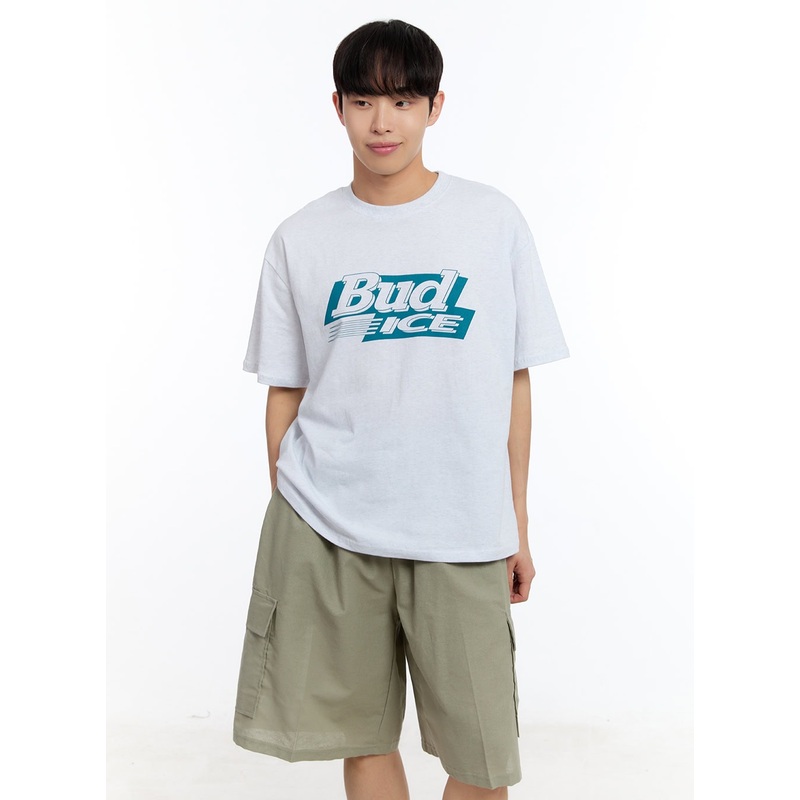 Mens Bud Ice Graphic T-Shirt IY530 Light gray M/L