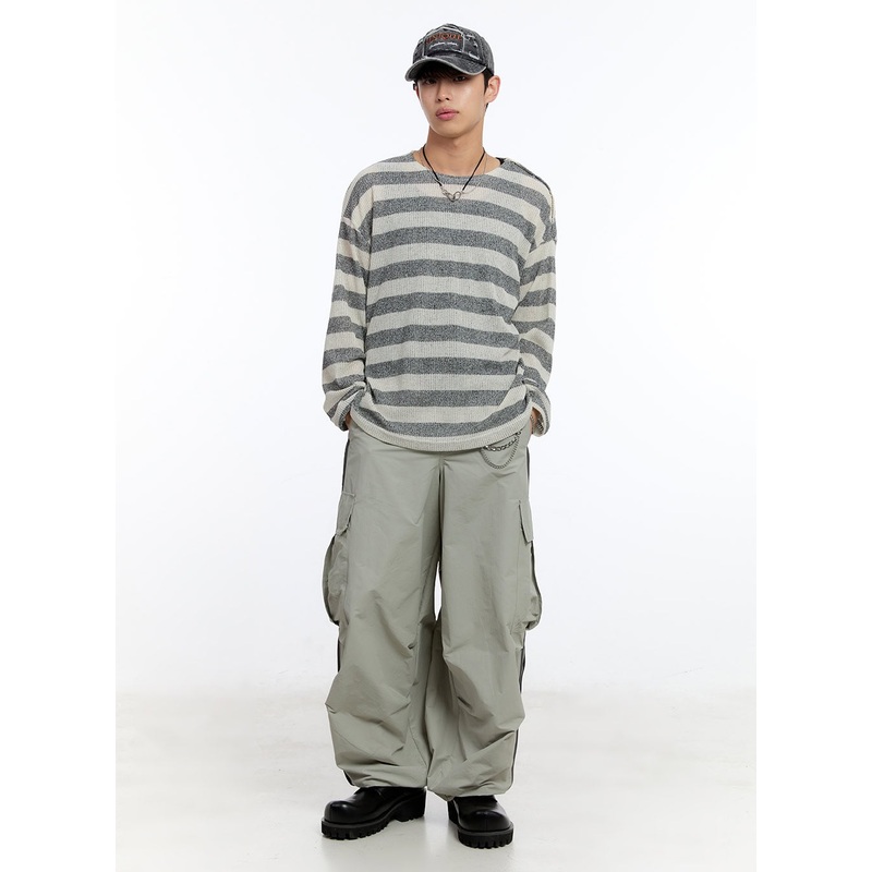 Mens Cargo Balloon-Fit Windbreaker Pants IY530 Light gray M/L