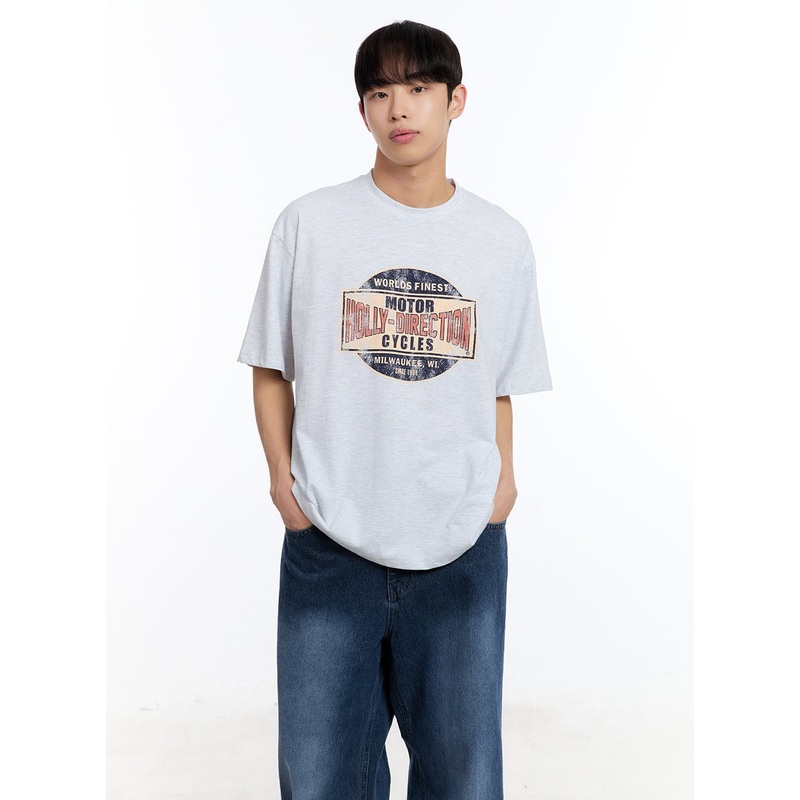 Mens Motor Graphic T-Shirt IY530 Light gray M/L