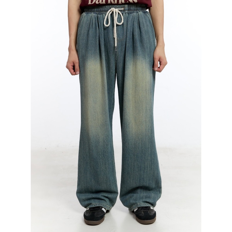 Mens Pintuck Denim Sweatpants (Blue) IY529 Blue S