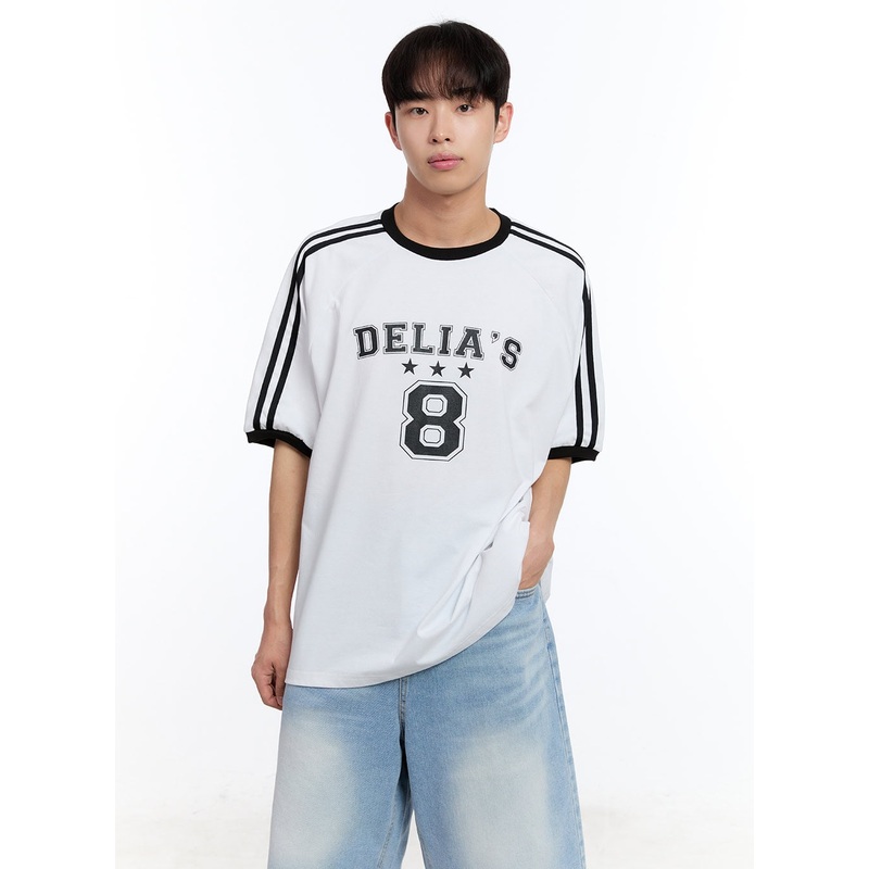 Mens Sporty Raglan Track T-Shirt IY529 White M/L